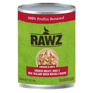 Rawz Dog Shredded Chicken, Duck, and Mussels Recipe